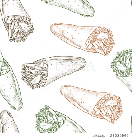 Seamless pattern burrito scetch Seamless pattern burrito scetch 23089642
