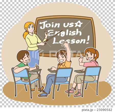 讓我們一起學習英語（老師和學生+黑板和文字+背景） 23090582