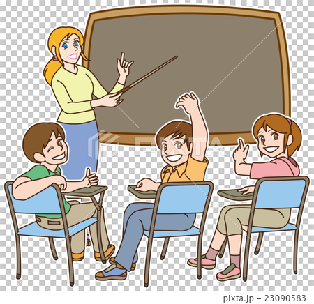 我們一起學習英語（老師和學生+黑板） 23090583