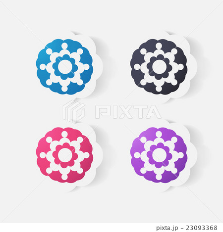 Realistic paper sticker: flowers. camomile 23093368