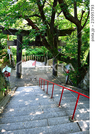 愛宕神社の階段上から見下ろすの写真素材
