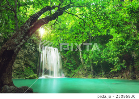 Erawan Waterfall in Kanchanaburi, Thailand. 23096930