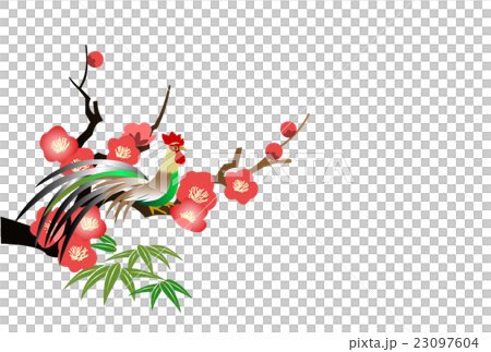 公雞年新年賀卡李子和長尾道 23097604