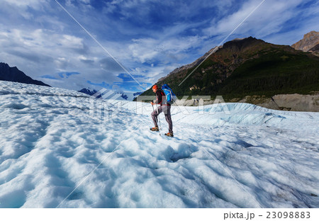 Hiker on glacier Hiker on glacier 23098883