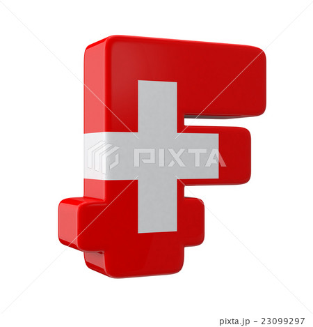 スイス国旗柄のフラン記号のイラスト素材