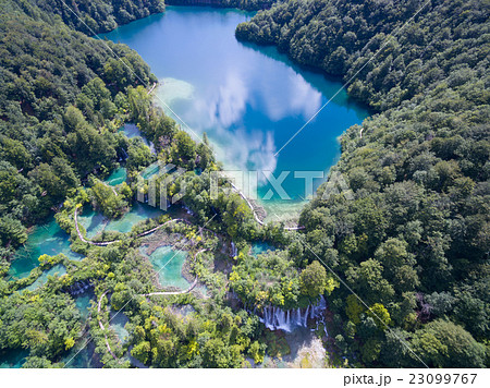 aerial view of beautiful nature in Plitvice Lakes 23099767