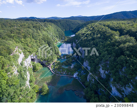 aerial view of beautiful nature in Plitvice Lakes 23099848