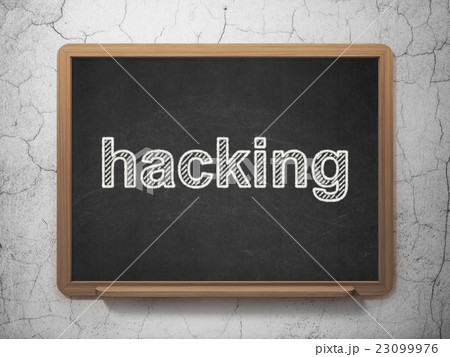 Security concept: Hacking on chalkboard background 23099976
