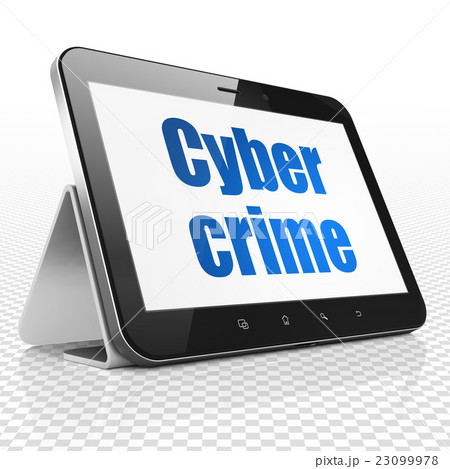 Safety concept: Tablet Computer with Cyber Crime 23099978