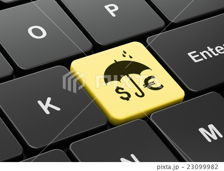 Protection concept: Money And Umbrella on computer 23099982