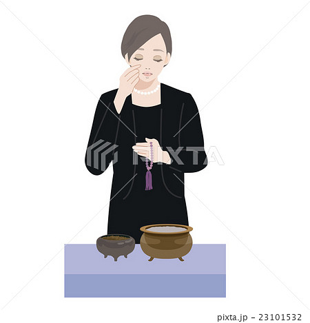 焼香　手順　イラスト　女性 23101532