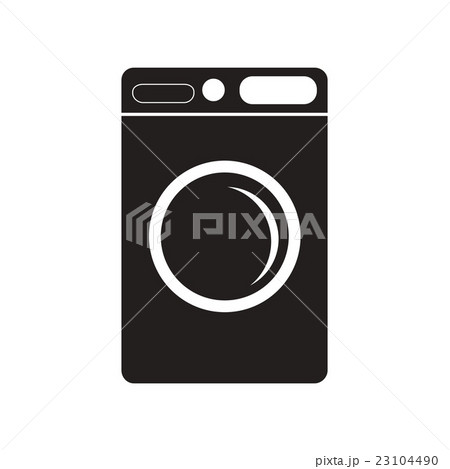 flat icon in black and white style washing machine 23104490