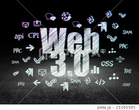 Web design concept: Web 3.0 in grunge dark room 23105505