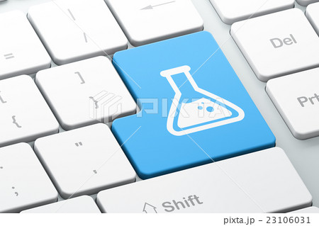 Science concept: Flask on computer keyboard 23106031