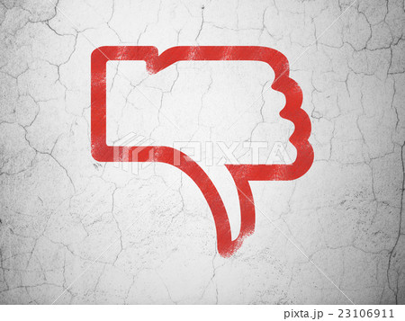 Social network concept: Thumb Down on wall 23106911