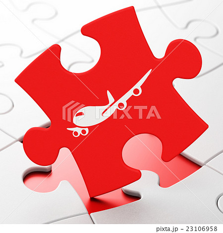 Vacation concept: Airplane on puzzle background 23106958