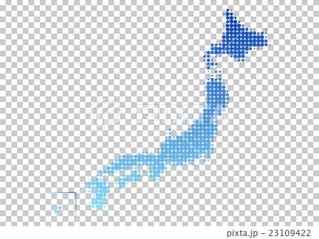 日本地図 ドット イラスト 青 グラデーション 日本地図 ドット イラスト 青 グラデーション 23109422