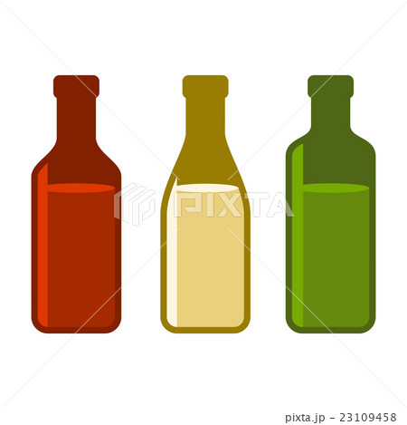 Colors Wine Bottles Set on White Background 23109458