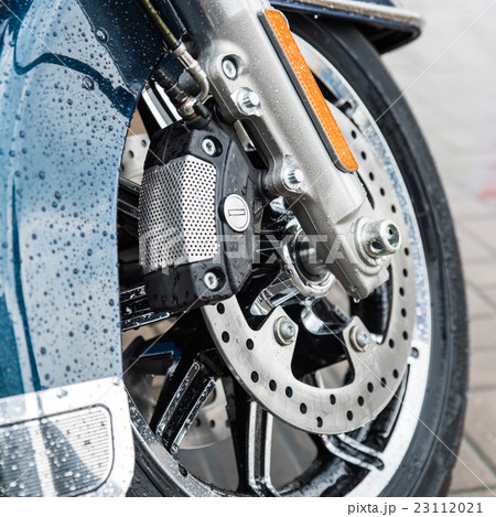 New shiny brake discs on motorcycle 23112021