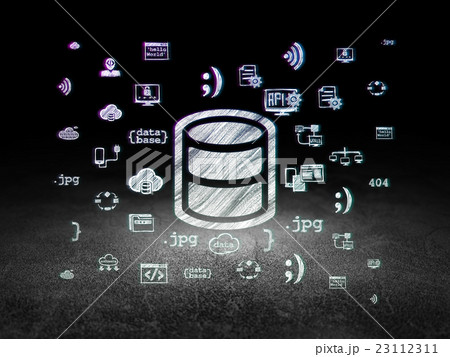Programming concept: Database in grunge dark room 23112311