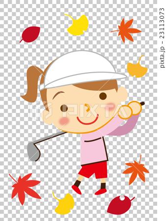 スポーツの秋 ゴルフをする女性のイラスト素材