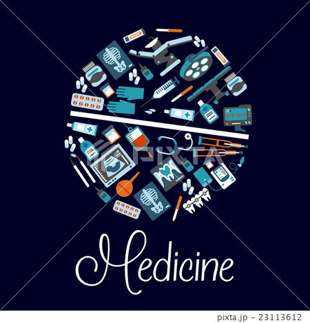 Medical symbols in a shape of pill flat icon 23113612