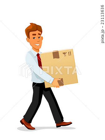 Delivery man is carrying a cardboard package Delivery man is carrying a cardboard package 23113636