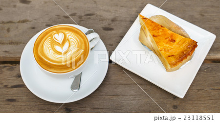 Latte Coffee art on the wooden table Latte Coffee art on the wooden table 23118551