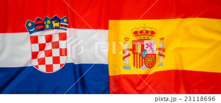 Croatia and Spain flag . Croatia and Spain flag . 23118696