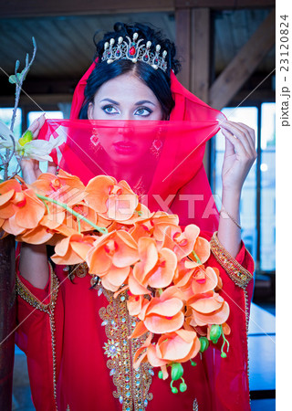 Portrait of a beautiful woman in oriental dress. Portrait of a beautiful woman in oriental dress. 23120824