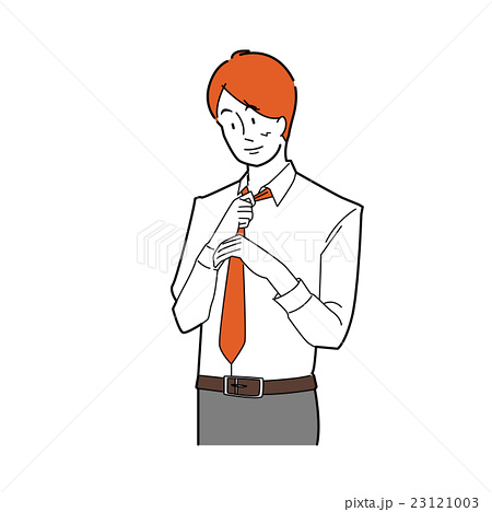 ネクタイを締める男性のイラスト素材