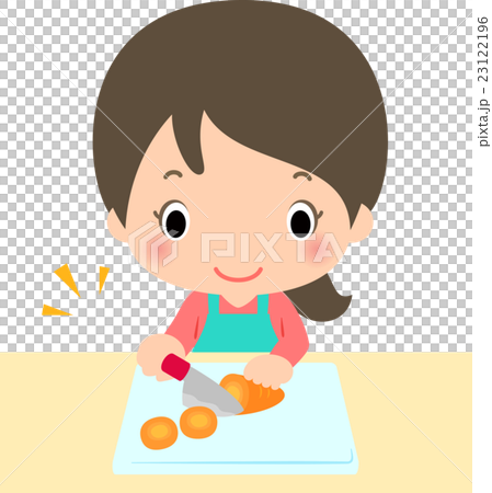 A woman cutting a fish on a cutting board - Stock Illustration [23122195] -  PIXTA