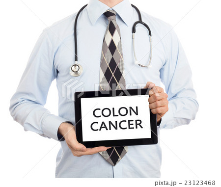 Doctor holding tablet - Colon cancer Doctor holding tablet - Colon cancer 23123468