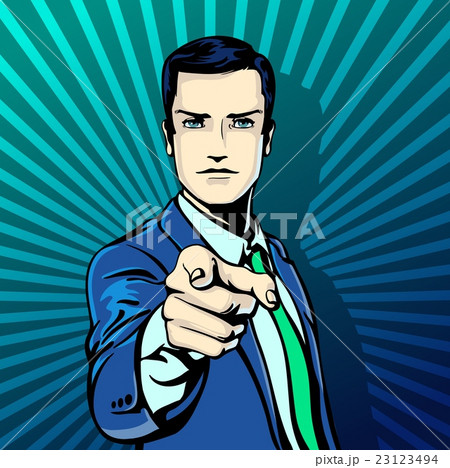 Successful businessman pointing finger vintage pop Successful businessman pointing finger vintage pop 23123494