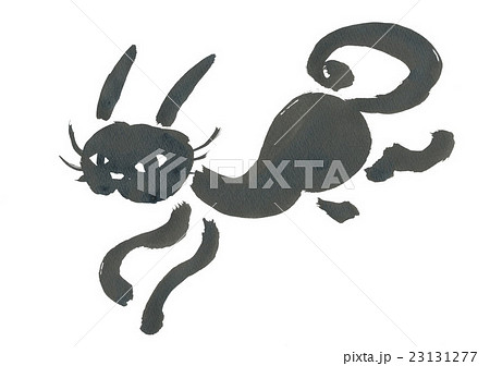 墨で描いた黒猫 走る のイラスト素材