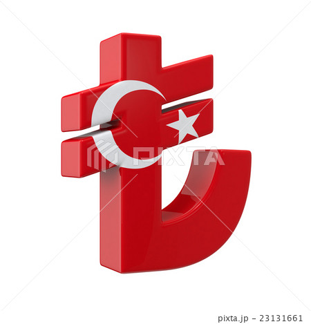 トルコ国旗柄のリラ記号 23131661