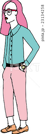 ピンクヘアーの女の子　Pink hair girl 23134258