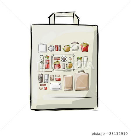 Bag with fast food, sketch for your design 23152910