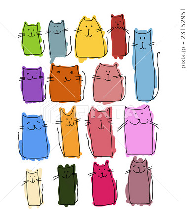 Colorful cats collection, sketch for your design Colorful cats collection, sketch for your design 23152951