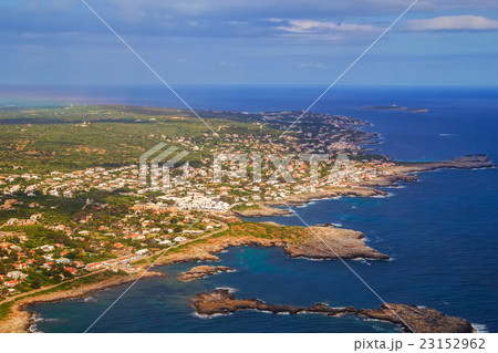 Menorca island coastline viewed from plane, Spain. Menorca island coastline viewed from plane, Spain. 23152962