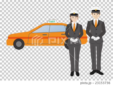 Taxi and man and woman driver 23153736