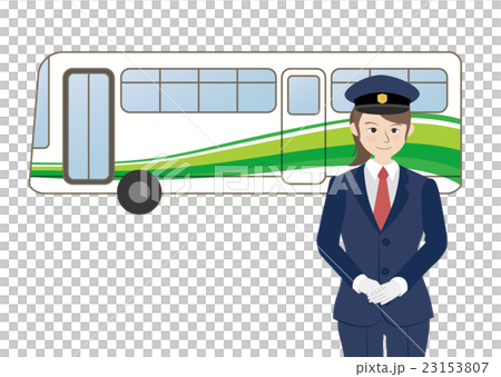 バスと女性運転士 23153807