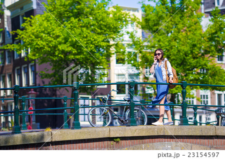 Young caucasian girl enjoy european vacation in 23154597