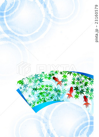 金魚 夏 暑中見舞い 背景 のイラスト素材
