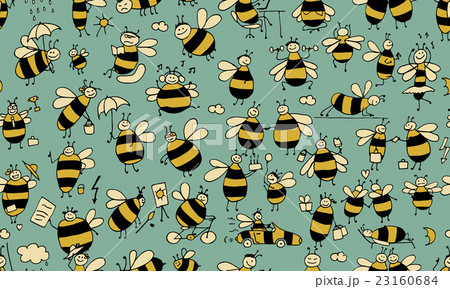 Funny bees, seamless pattern for your design Funny bees, seamless pattern for your design 23160684