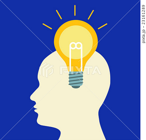 ひらめきの電球とアイディアと思考回路 Light Bulb Of Idea In Headのイラスト素材