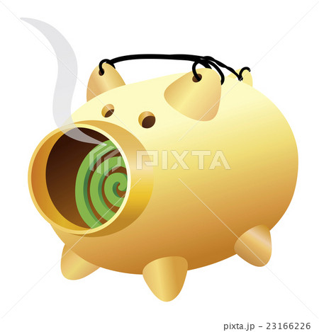 ぶたの蚊取り線香タテ_黄_煙あり ぶたの蚊取り線香タテ_黄_煙あり 23166226