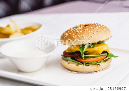 cheeseburger with potato cheeseburger with potato 23166997