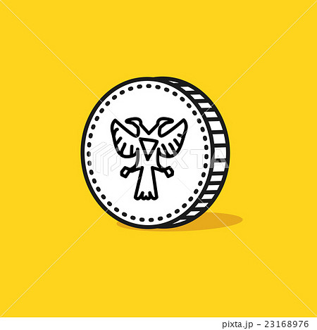 Antique two head eagle on a reverse of coin. Hand 23168976