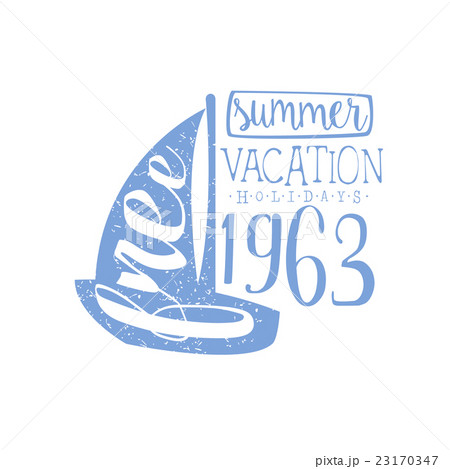 Summer Holidays Vintage Emblem With Sailing Boat 23170347